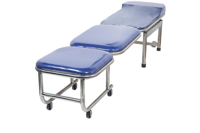 Hospital Equipment Medical Stainless Steel Attendant Folding Bed Rest Waiting Room Accompanying Chair Without Armrest