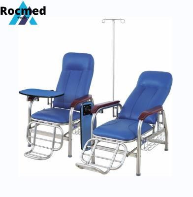 Hospital Furniture Stainless Steel Manual Adjustable Transfusion Chair Medical Infusion Chair IV Pole Price