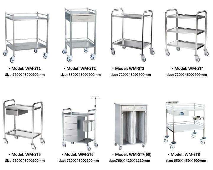 Stainless Steel Medical Cart Utility Surgical Instrument Cart Hospital Equipment