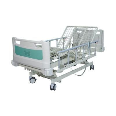 Medical Bed Patient/Nursing/ Fowler/ICU Bed Manufacturer ABS Five Cranks Manual Hospital Bed with Mattress and I. V Pole