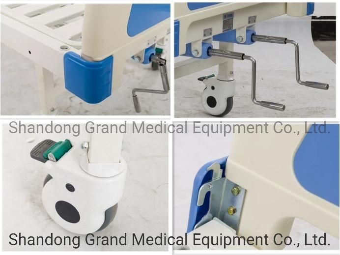 ABS Head Punch Single Shaker Manufacturers of Hospital Patient ICU Manual Bed Manufacture Directly Supply Good Quality Adjustable Nursing 1crank Manua Bed
