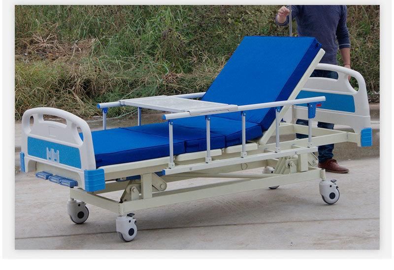 with CE Approved Stainless Steel Nursing Equipment Patient Manual Multi-Function Hospital Bed