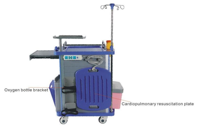 Factory Direct Price Emergency ABS Hospital Trolley Medical Crash Cart