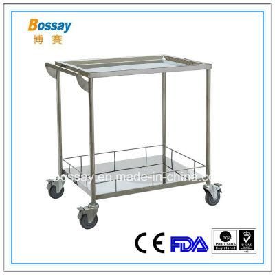 304# Stainless Steel Two Layers Hospital Trolley