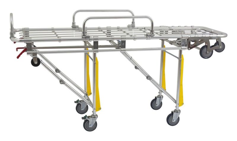 Medical Double Fold Safety Belt Patient Trolley Stretchers Ambulance in Hospital Used