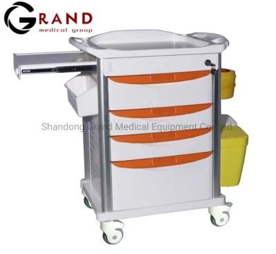 Buy modern Design China Factory in Stock Price Mobile Hospital Trolley Medical Emergency Cart ABS Material with Casters Hospital Furniture