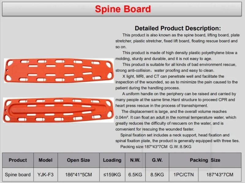 Spine Board Folding Spine Plate Material Plastic Hospital Plate-Type Stretcher