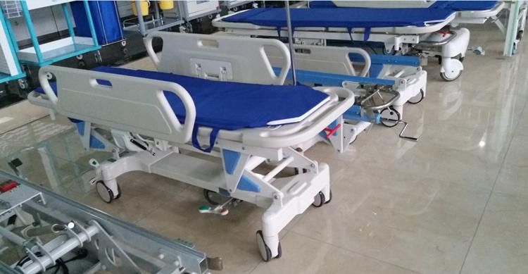 Hospital Equipments Medical Furniture Manual Operating Room Emergency ABS Stretcher Patient Trolley Ambulance Sretcher Transfer Cart Transportation Flat Trolley