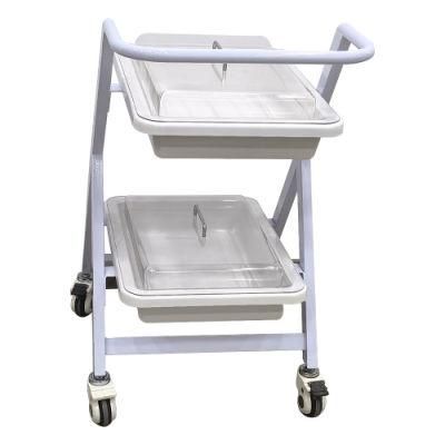 Mn-SUS019 CE ISO 2-Tier Medical Trolley Nurse Medical Treatment Trolley with Lock