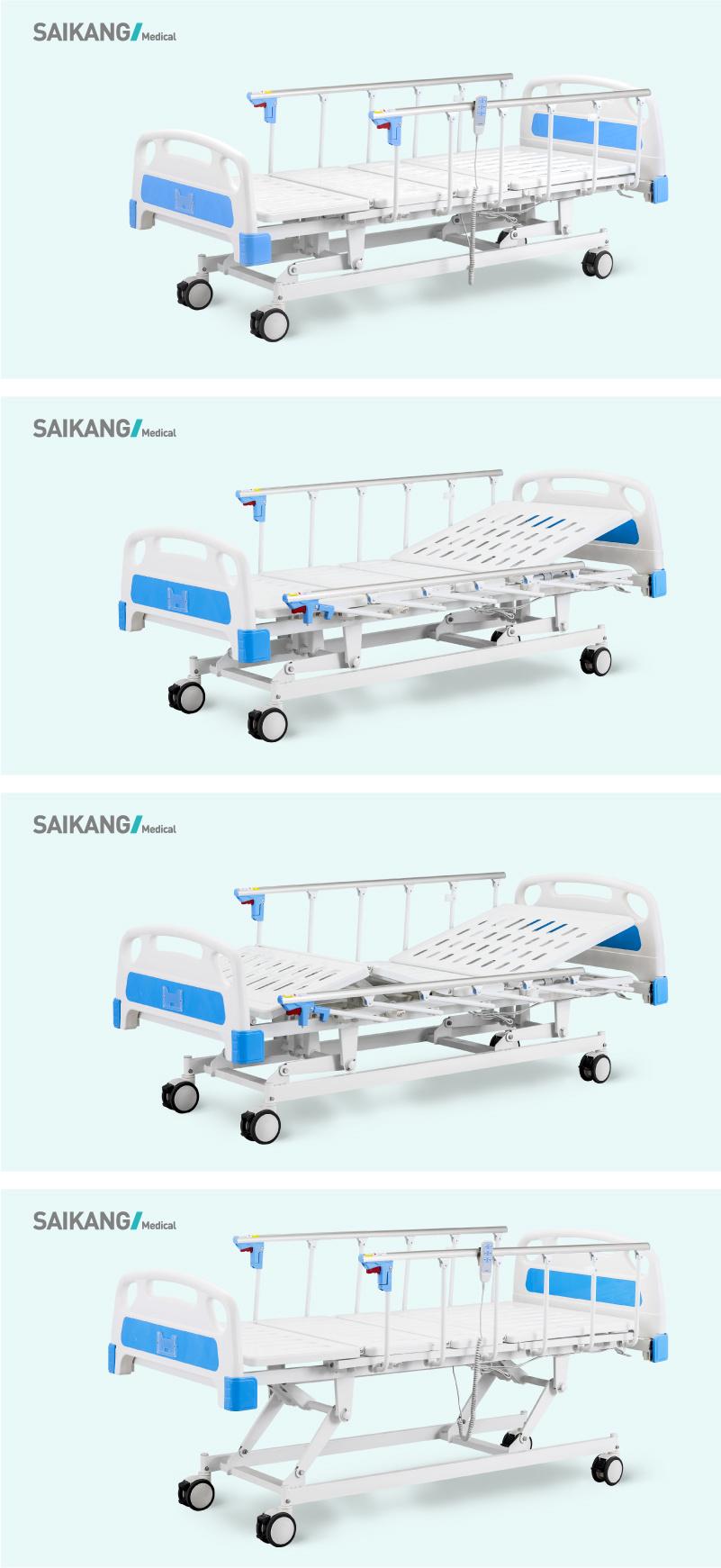 A6w Cheap Morden Medical Electric Adjustable Hospital ICU Patient Care Clinic Bed with Side Rail