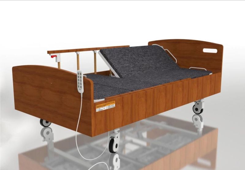 Electric Multi-Functional Homecare Nursing Bed with 4 Wheels for Bedridden Patient and The Elderly Home Use