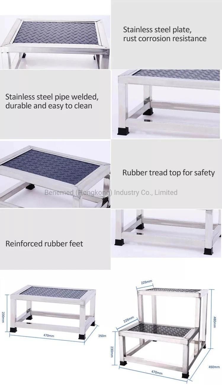 Stainless Steel Stackable Single Double Steps Foot Stool for Patients