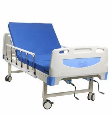 Factory Price Aluminum Alloy Steel Guardrail Simple Operation Medical Instrument Nursing Bed with Waterproof Cloth