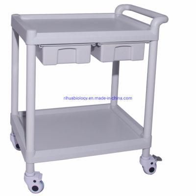 Hospital ABS Multifunctional Trolley/Double Shelves &amp; Drawers