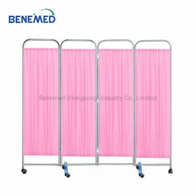 Hospital Folded Furniture Stainless Steel Medical Mobile 4 Folding Ward Screen