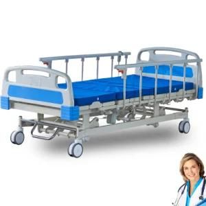 Five Function ICU Electric Hospital Bed with a Solid Sundries Rack and Drainage Hook