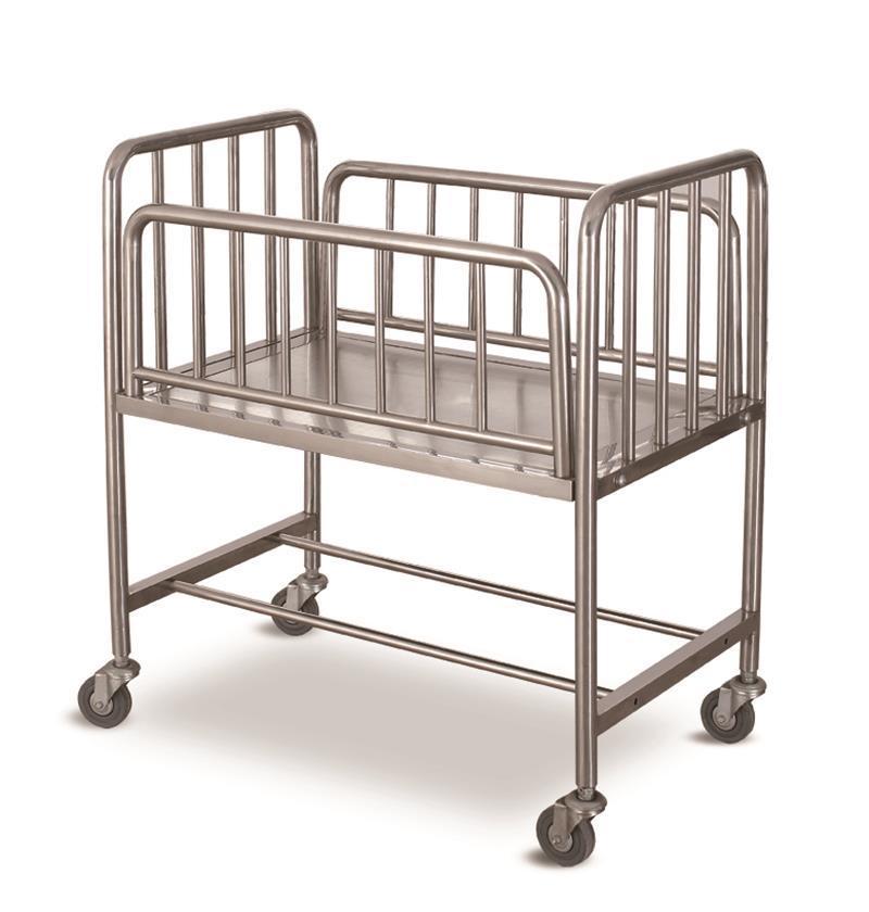 Cheap Stainless Steel Hospital Baby Crib with Mattress