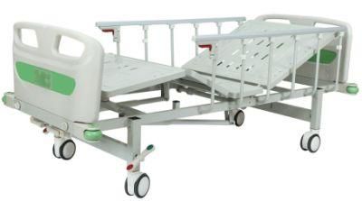 Hospital Furniture Two Function Manual Hospital Bed with Central Brake Castors
