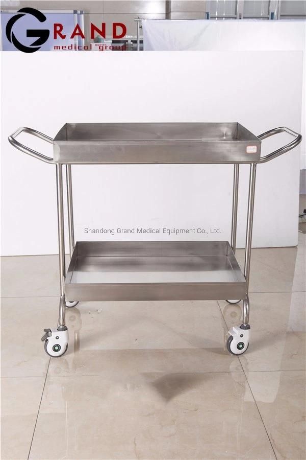 Hospital Two Shelves Medical Trolley Dressing Treatment Mobile Medical Stainless Steel