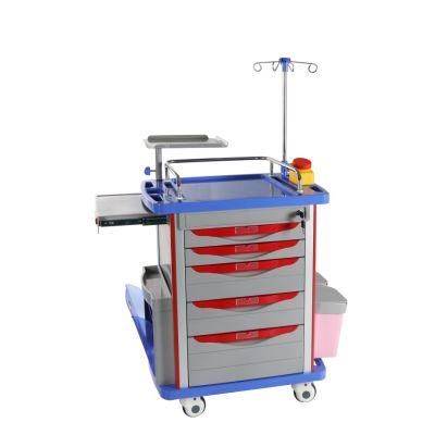 Good Price 5 Drawers Medical ABS Emergency Trolley