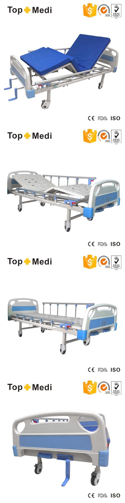 Medical Supply Recliner Chair Bed 2 Cranks Manual Hospital Bed