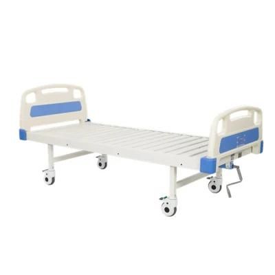 Cheap Big Stock Manual Single Crank Hospital Used Bed with Side Rail and Mattress for Hospitals