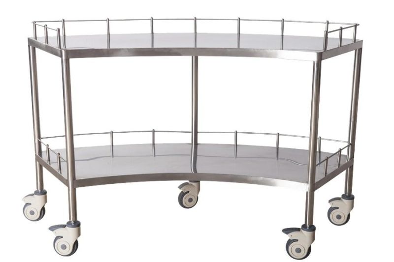 Hospital Stainless Steel Medical Trolley Instrument with Drawers, Food Trolley