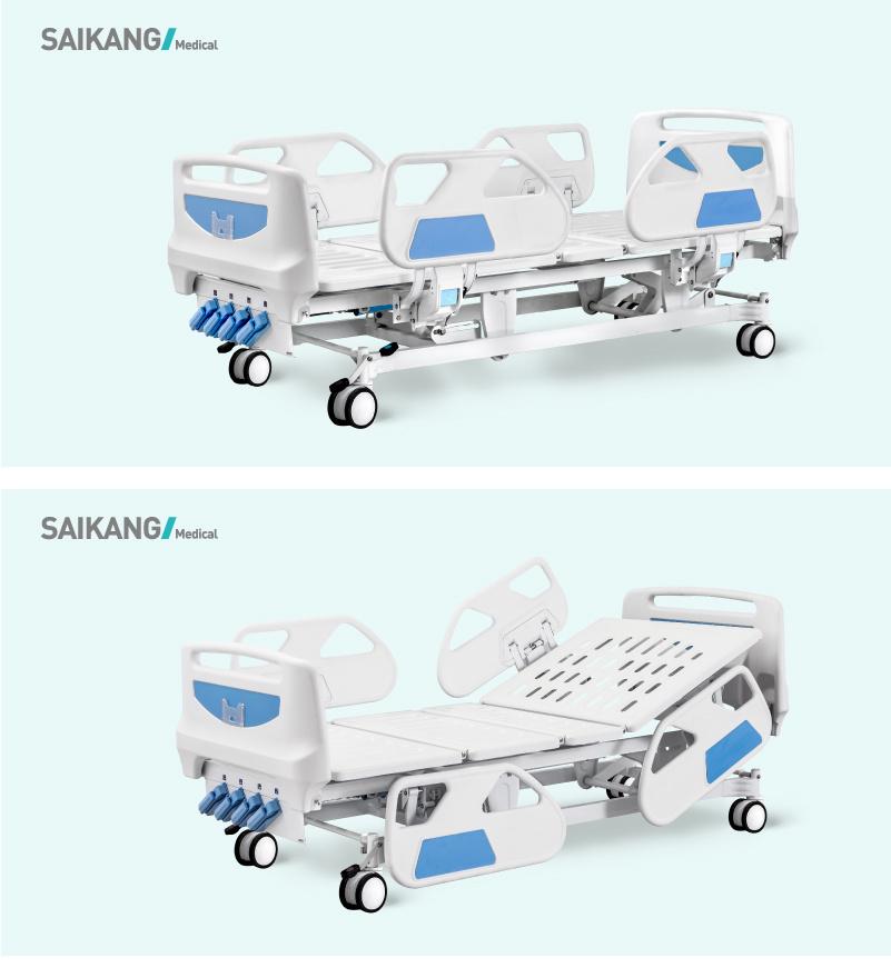 B4e Medical Manual Steel Folded Double-Crank Hospital Bed with Aluminum Alloy Side Rails