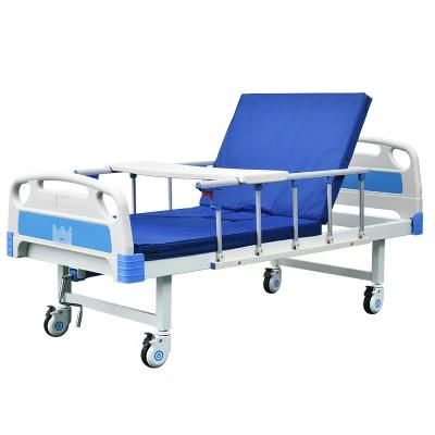 2020 New Product Single Function One Crank Hospital Bed with Mattress and IV Pole