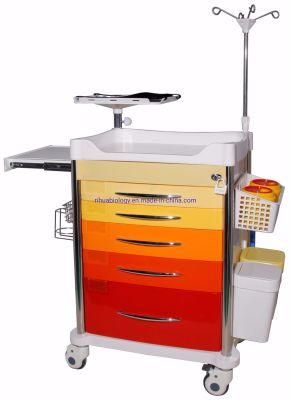 Hospital Bright Paint ABS Medical Universal Emergency Rescue Trolley