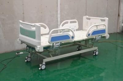 Luxury ABS Multifunction Folding Medical Furniture Adjustable Manual ICU Nursing 5 Function Hospital Bed with Casters