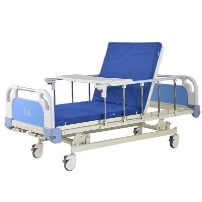 Manual Medical 3 Cranks Cheap Price Hospital Equipment Bed with Detachable Compound ABS Headboard
