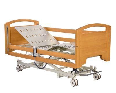 Ultra Low Three Functions Wooden Hospital Electric Home Care Bed