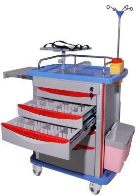 Cheap Price ABS Emergency Ambulance Movable Moving Treatment Dressing Nursing Crash Cart Hospital Medical Trolley Mobile Cart