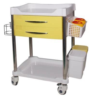 Hospital Cart Emergency Equipment with Wheels ABS Clinical Trolley
