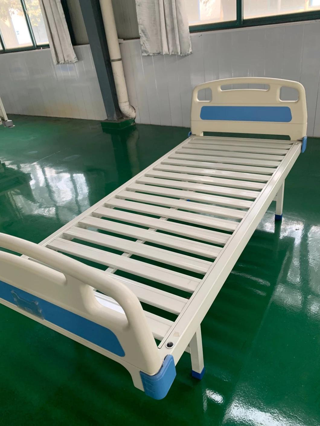 Hopsital Equipment ABS Hanging Head Strip Style Flat Bed Manual Clinic Patient Nursing Bed