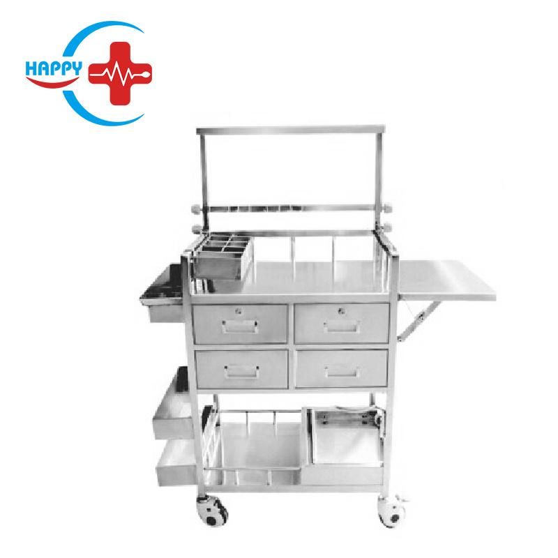 Hc-M032 Luxury Hospital Multifunctional Nursing Cart Trolley Medicine Stainless Steel Trolley Cart
