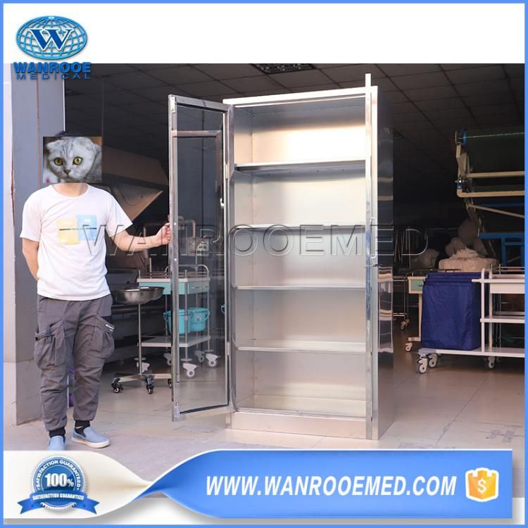 Bss052 Stainless Steel Medical Pharmacy Storage Drug Cabinets Cupboard with Glass Doors