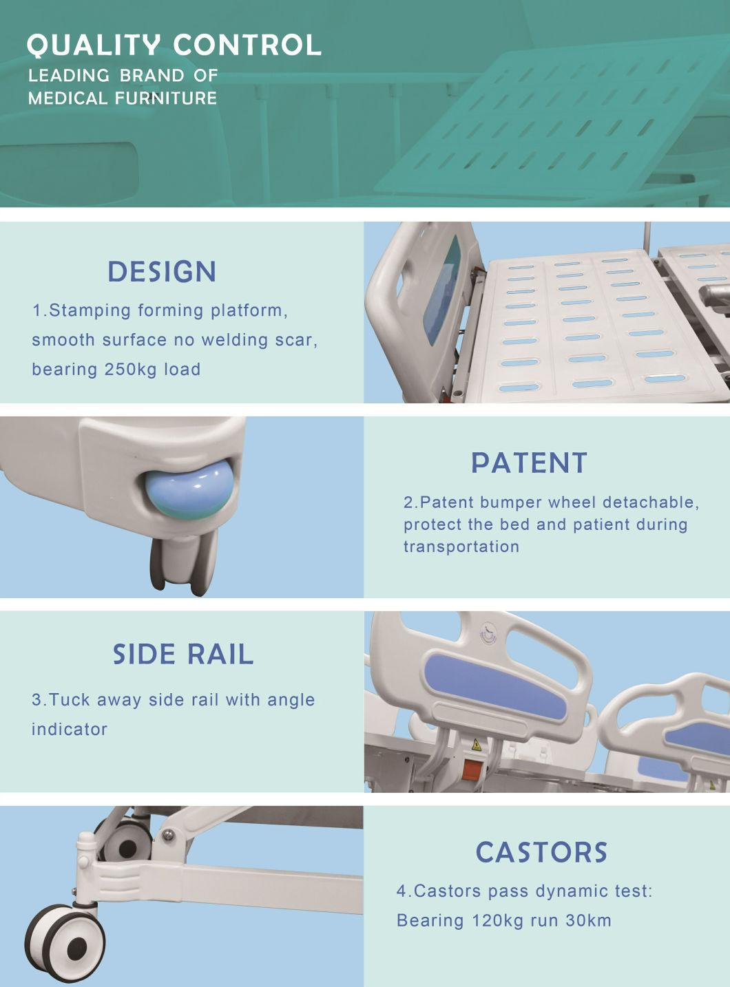 5 Function Folding Adjustable Clinic Electric Medical Nursing Patient Hospital Bed with Casters