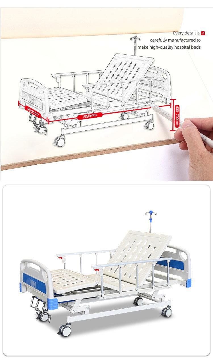 Manual Three Function Cost-Effective Hospital Bed Adjustable Height Medical Clinic Bed