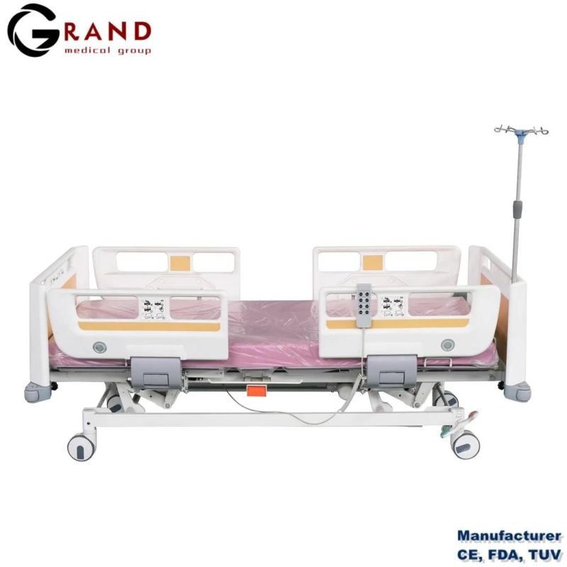 Electric Four Function Hospital Lifting Nursing Bed Medical ICU Bed with CPR for Hospital Furniture