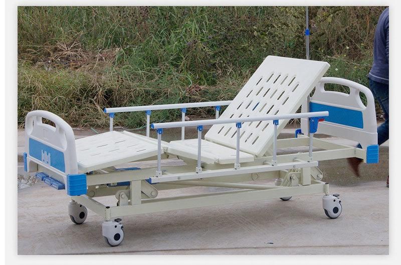 Cross-Border Wholesale Hospital Bed with Back Lift and Leg Lift Function with Roller Home Hospital Bed Factory Direct Supply