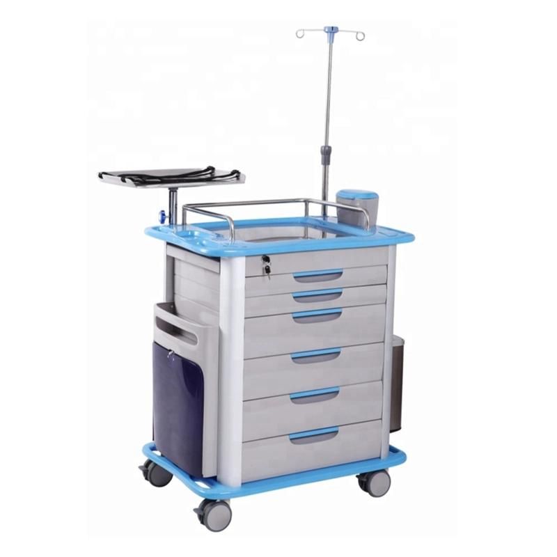 Hospital Furniture ABS Medical Mobile Crash Trolley Cart Emergency Trolley