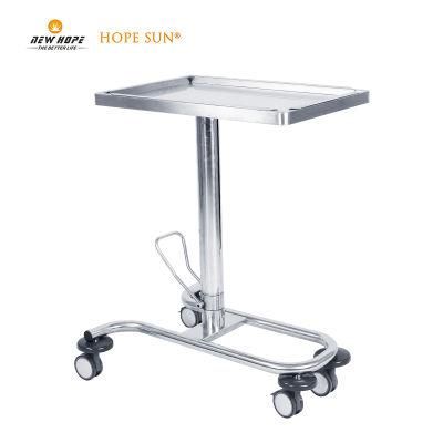 HS6101A Stainless Steel Hydraulic Medical Instrumental Trolley Mayo Table in Operation Room