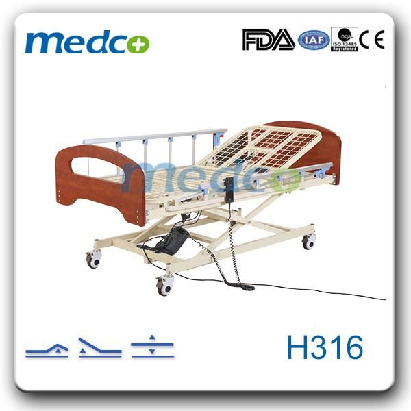 Height Adjustable Wood Board Home Care Bed