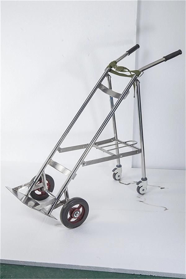 Hospital Instrument Mobile Oxygen Bottle Cart Medical Stainless Steel Oxygen Cylinder Trolley