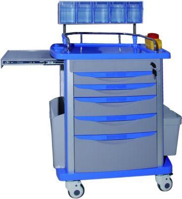 Mn-AC001 Hospital Emergency Treatment Trolley Clinical Nursing Medical Mobile Cart with Drawer