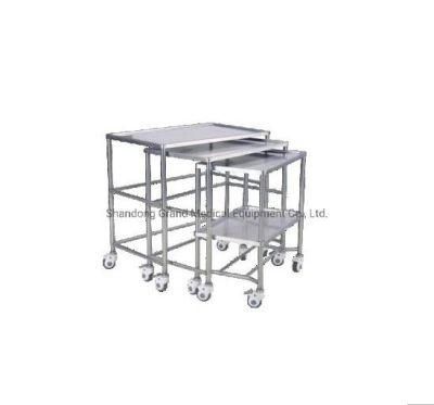 Clinic Furniture Stainless Steel Medical Tray Mobile Stand Surgical Mayo Table Medical Medicine Trolley with Lockable Wheels