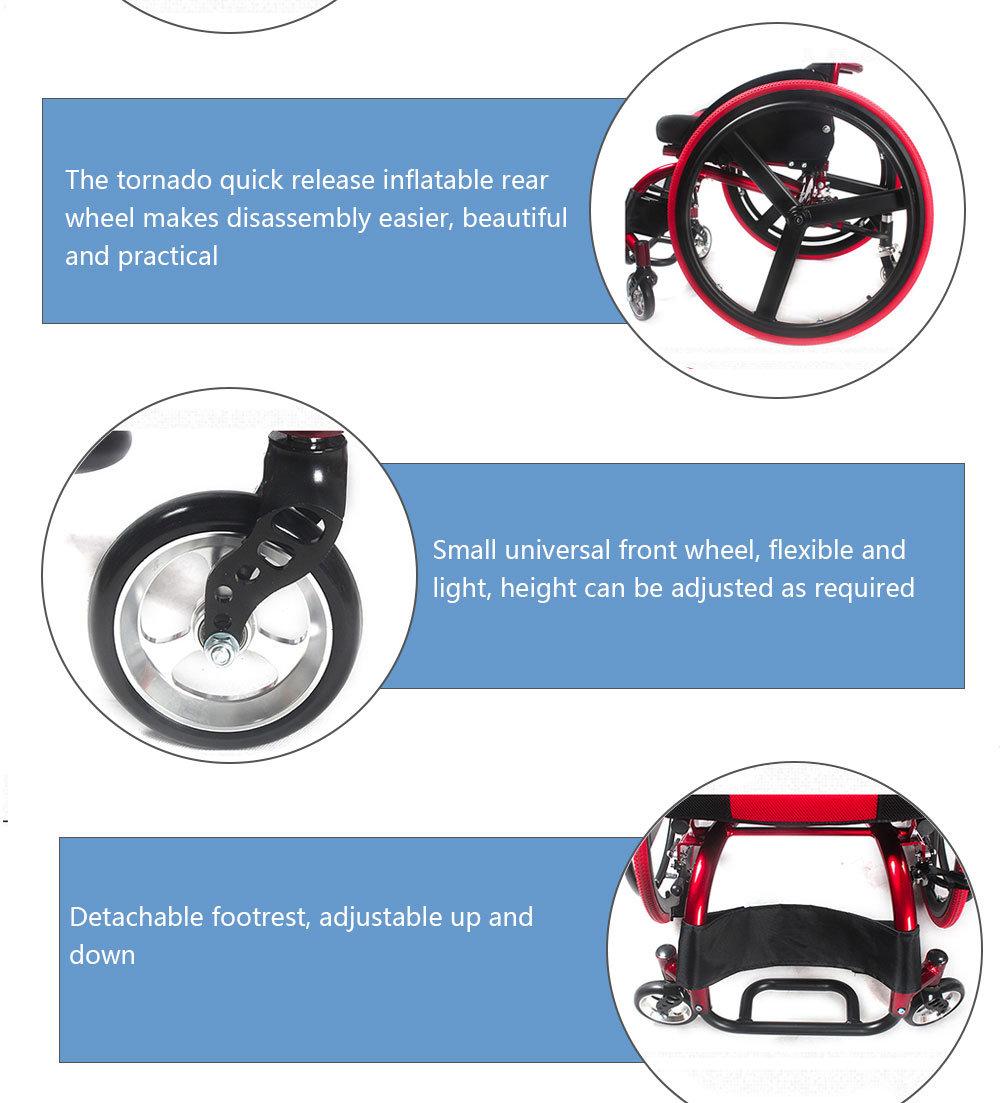 Aluminum Frame Leisure Chair Lightweight Sport Wheelchair for Adult Handicapped
