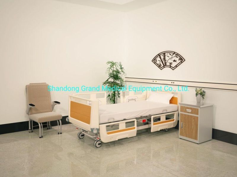 Manufacturer Mobile Multi-Functional Adjusted Electric Five Function Nursing Patient Bed ICU Nursing Bed with Side Rails